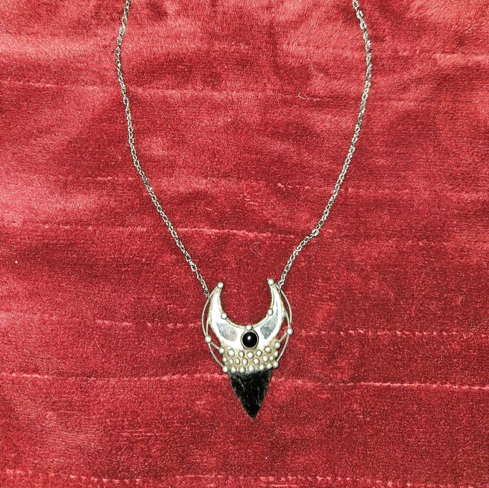Black Obsidian Arrow Head Crescent Moon Pendant